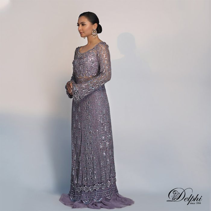 Lilac Anarkali with floral bodice