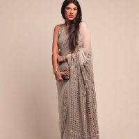 Delphi Classic Grey saree with silver sequins