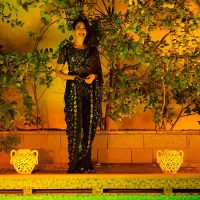 Trousseau floral Sari with diamantes