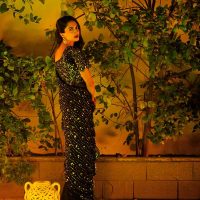 Trousseau floral Sari with diamantes